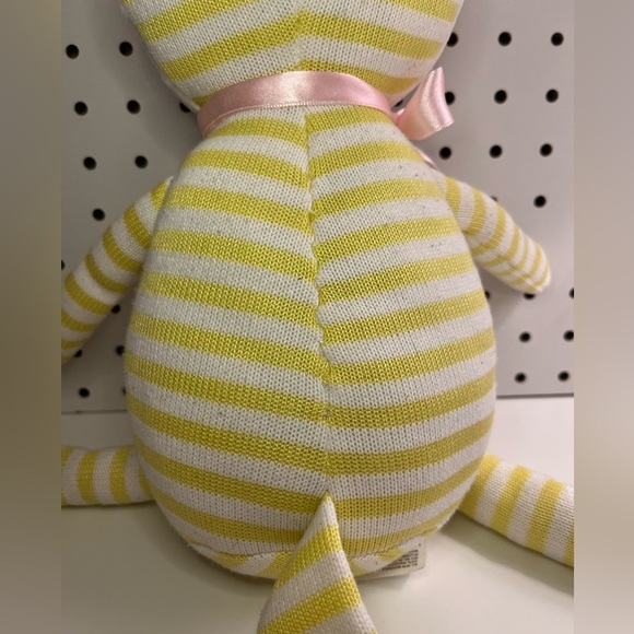 Parkway Striped Yellow and White Knit Fox Plush Stuffed Toy Pink Heart Bow 15" - Picture 10 of 16